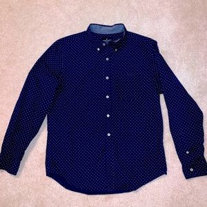 American Eagle Classic fit Mens navy blue polka dot dress shirt Size : M